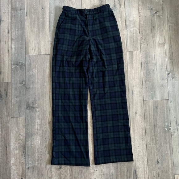 Black and Green Plaid Print High Rise Trouser Pants Size Small - Picture 1 of 7